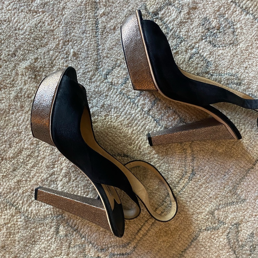 Jimmy Choo Iona Platform Black Suede ans Metalic